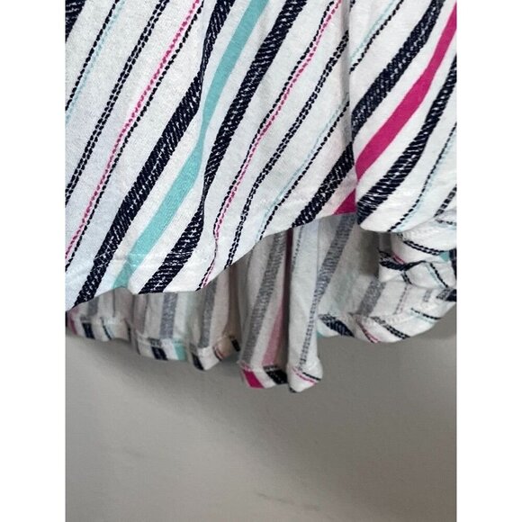 Lane Bryant Top Women 26 White Striped Tank Summer Rainbow Beach Swim Retro 80s - Picture 6 of 12